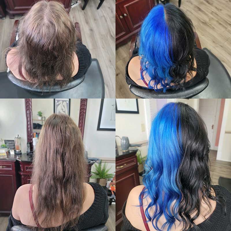 Beige blonde highlight work with a soft blended grow out